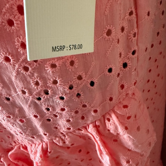 Nanette Lepore Coral Pink Flamingo Eyelet Ruffled Skirt NWT 78.00 - Picture 7 of 9